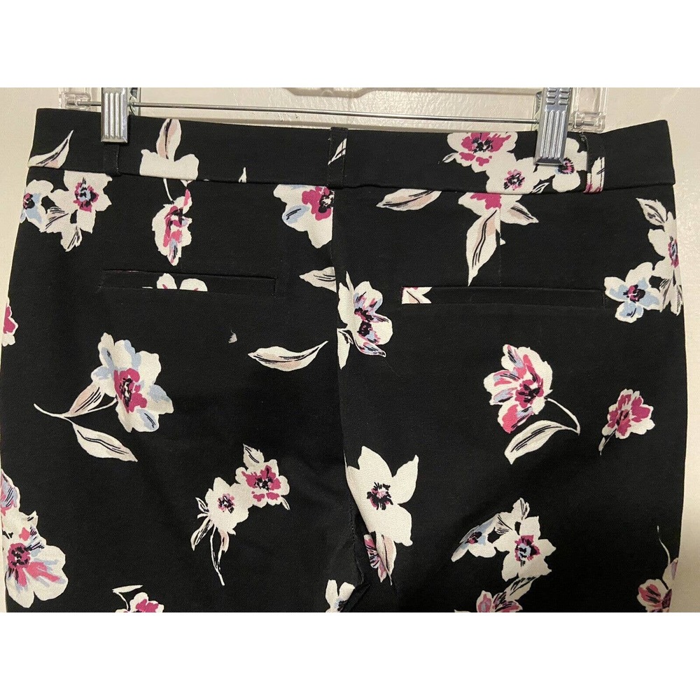 Banana Republic Pants Womens 8 Black Floral Sloan Flat Front Stretch
